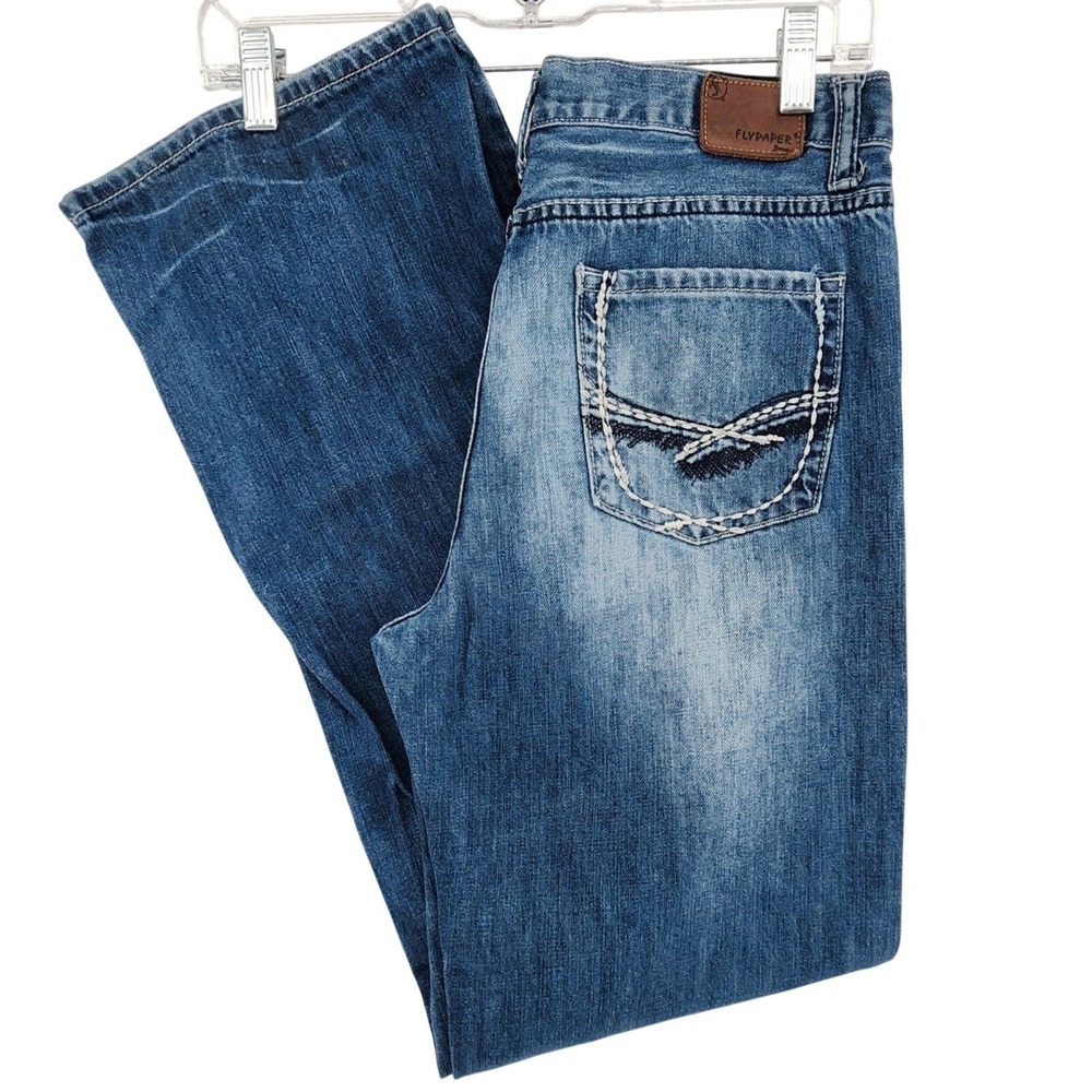 Flypaper 20 Blue Boot Cut Jeans Western Cowgirl Rodeo Boho Y2K Contrast Stitch
